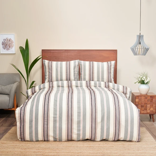 Karaca Home Lesli İndigo Çift Kişilik İpliği Boyalı Nevresim Takımı ürün görseli