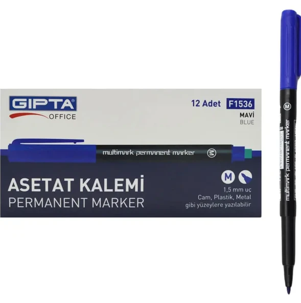 Gıpta Markör Asetat Kalem M Uç Mavi | 1 Pcs - Resim 2