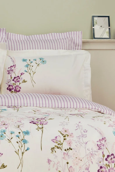 Karaca Home Loris Lila Çift Kişilik %100 Pamuk Saten Nevresim Takımı - Resim 2