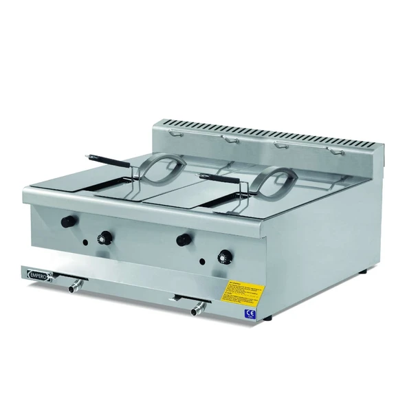 Empero EMP.6FG020 Gazlı Fritöz - 2x10 Litre Yağ Kapasiteli - Tahliyeli - LPGli ürün görseli