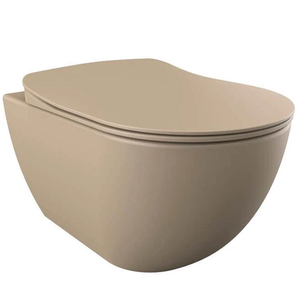 Creavit Free Rim-Off Kanalsız Asma Klozet (Capuccino Mat) FE322 Kapak Hariç