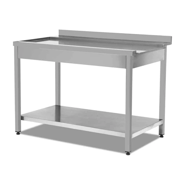 Empero EMP.BYC.7560-T-L-K Bulaşık Makinası Çıkış Tezgahı ( Sol ) Taban Raflı Konveyörlü 600*750*890mm ürün görseli