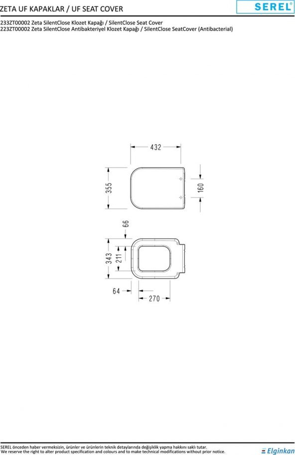 Serel Zeta Yavaş Kapanan Klozet Kapağı 223Zt00002 - 2