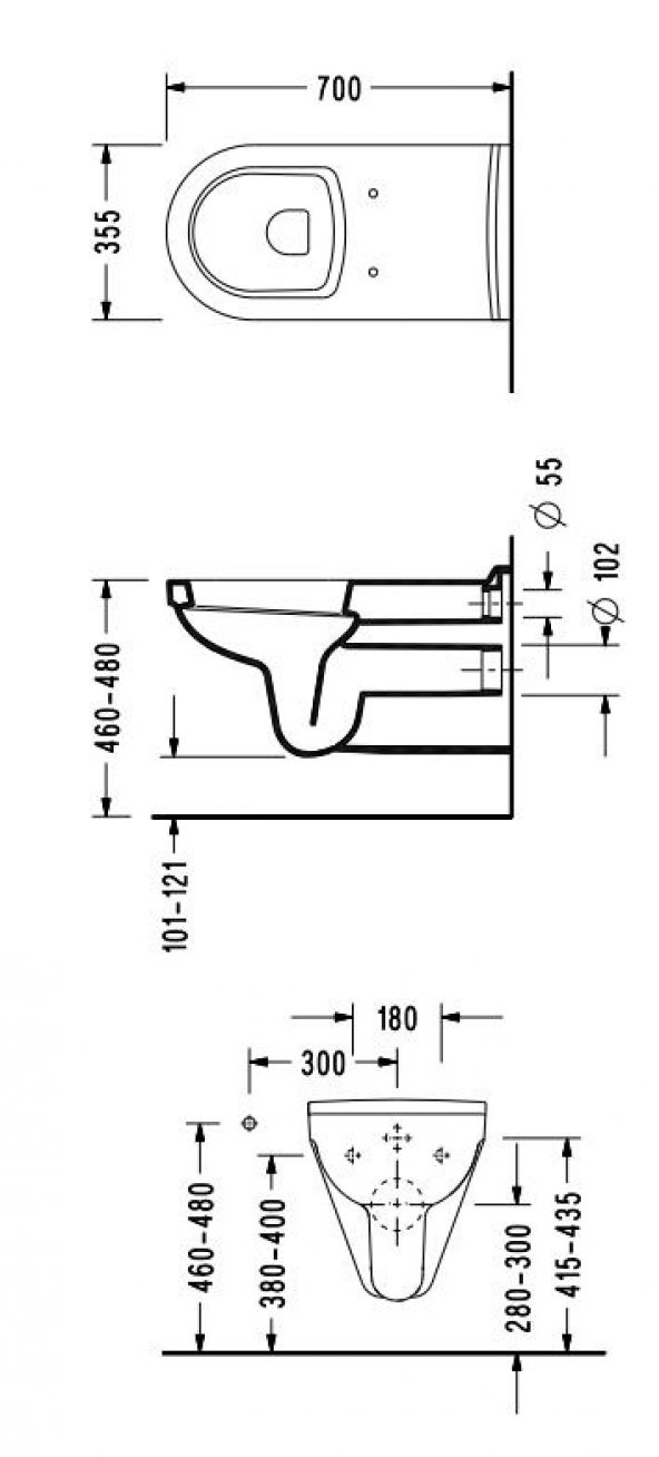 Serel Bedensel Engelliler İçin Asma Klozet Kapak Hariç 3045ODS110H - 2