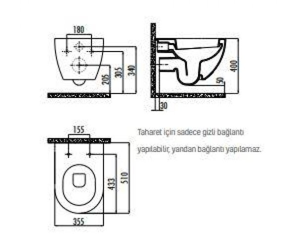 Creavit Free Asma Klozet FE320 Kapak Hariç - 2