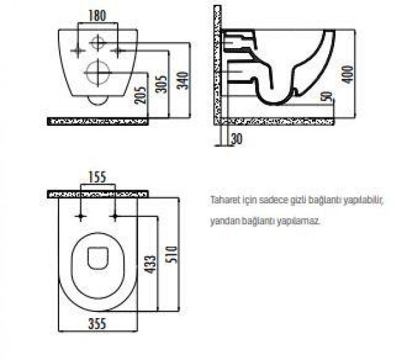Creavit Free Rim-Off Kanalsız Asma Klozet FE322 Kapak Hariç - 2