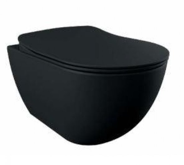 Creavit Free Rim-Off Kanalsız Asma Klozet (Mat Siyah) FE322 Kapak Hariç