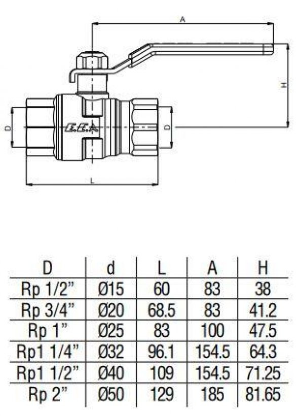 Eca 1/2 İçme Suyu Küresel Valfi İç Ve İç Vida - Tam Geçişli 602122168 - 2