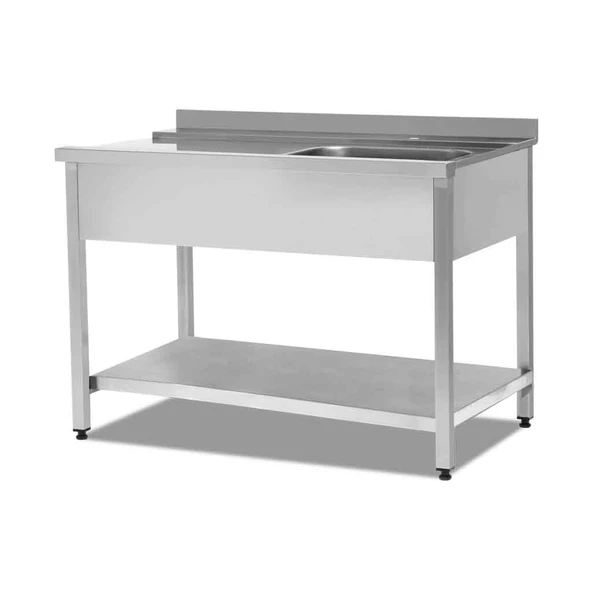 Empero EMP.BYG.75120-1ET-L-K Bulaşık Makinesi Giriş Tezgahı ( Sol ) Tek Evyeli Taban Raflı Konveyörlü 1200*750*890 ürün görseli