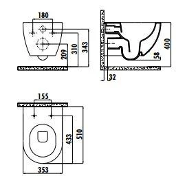 Creavit Free Rim-Off Kanalsız Asma Klozet (Capuccino Mat) FE322 Kapak Hariç - 2
