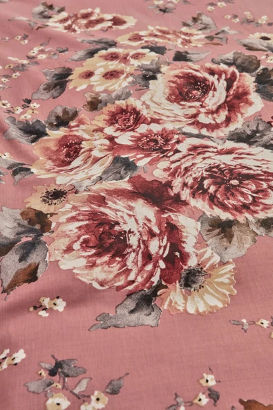 Estila Pamuk Çift Kişilik Saten Nevresim Takımı Gül Kurusu - Resim 7