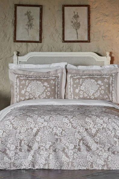 Harmonie %100 Pamuk Tek Kişilik Nevresim Takımı Bej - Resim 9