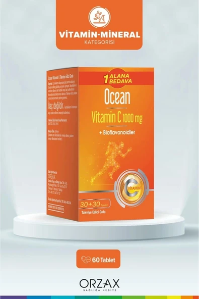 Orzax Ocean Vitamin C 1000 Mg 30+30 Tablet ürün görseli