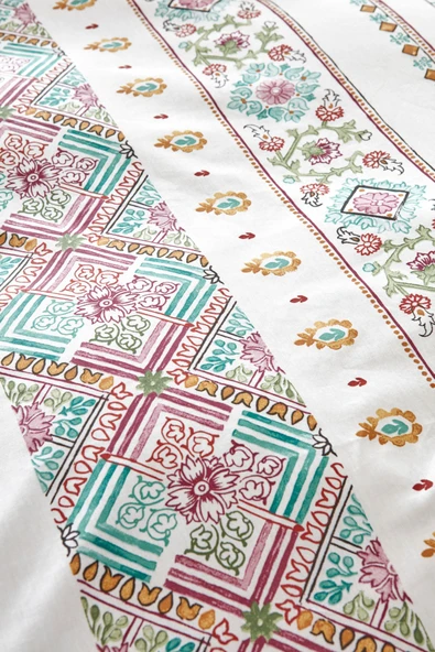 Mati %100 Pamuk Çift Kişilik Nevresim Pike Takımı Multi Color - Resim 3