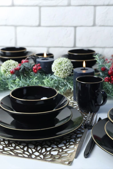 Keramika Ege Siyah Gold Yemek Takımı 30 Parça 6 Kişilik - 4