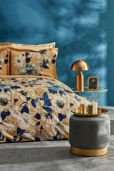 Karen %100 Pamuk Çift Kişilik Saten Nevresim Takımı Bej - Resim 9