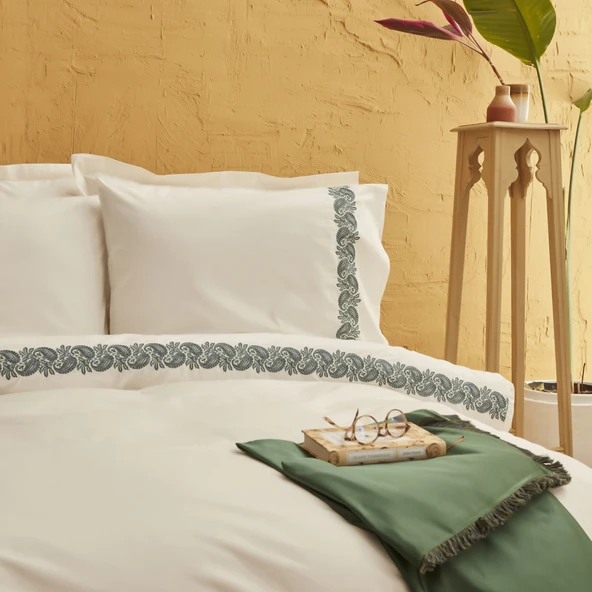 Karaca Home Firenze %100 Pamuk Çift Kişilik Nevresim Takımı Petrol ürün görseli