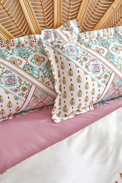 Mati %100 Pamuk Çift Kişilik Nevresim Pike Takımı Multi Color - Resim 9