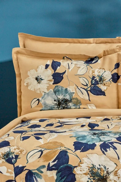 Karen %100 Pamuk Çift Kişilik Saten Nevresim Takımı Bej - Resim 4