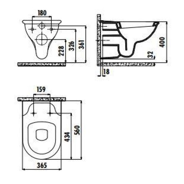 Creavit Selin Asma Klozet SL320 Kapak Hariç - 2