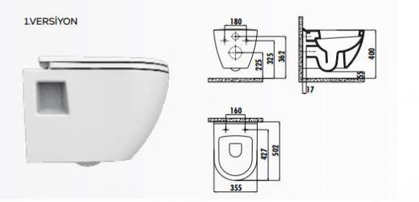 Creavit Terra Asma Klozet (Mat Siyah) Tp325.40000 Kapak Hariç - 2