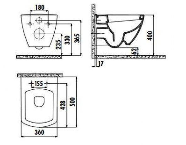 Creavit Tetra Asma Klozet TP326 Kapak Hariç - 2