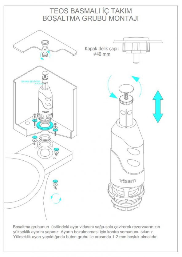 Visam Teos Basmalı Rezervuar İç Takım Zeplin Flotörlü 614-001 - 2