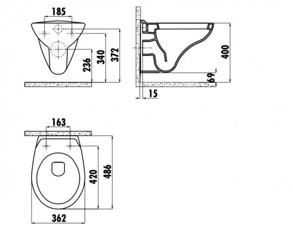 Creavit Perla Asma Klozet Tp320 Kapak Hariç - 2