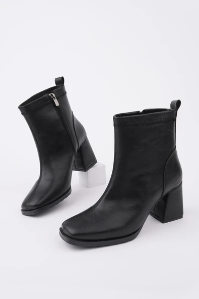Muggo LUCİE Küt Burun Kalın Topuklu Fermuarlı Kadın Bot - 3