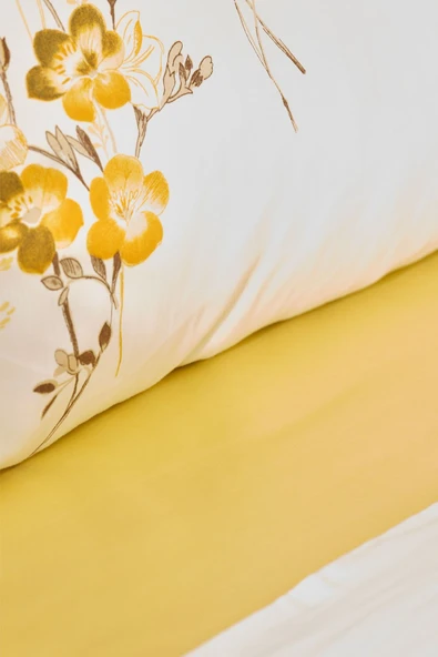 Karaca Home Loris Sarı Çift Kişilik %100 Pamuk Saten Nevresim Takımı - 5