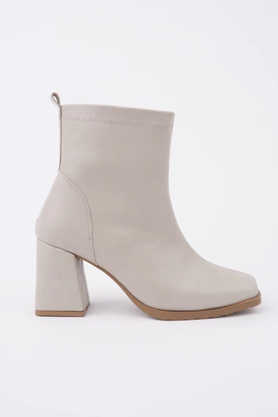 Muggo LUCİE Küt Burun Kalın Topuklu Fermuarlı Kadın Bot - 9