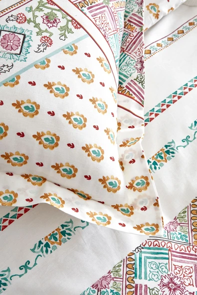 Mati %100 Pamuk Çift Kişilik Nevresim Pike Takımı Multi Color - Resim 6