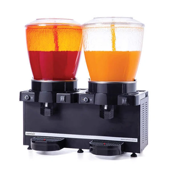 Samixir SS44.AB Twin Soğuk İçecek Dispenseri, 22+22 L, Panaromik, Analog, Fıskiyeli, Siyah ürün görseli