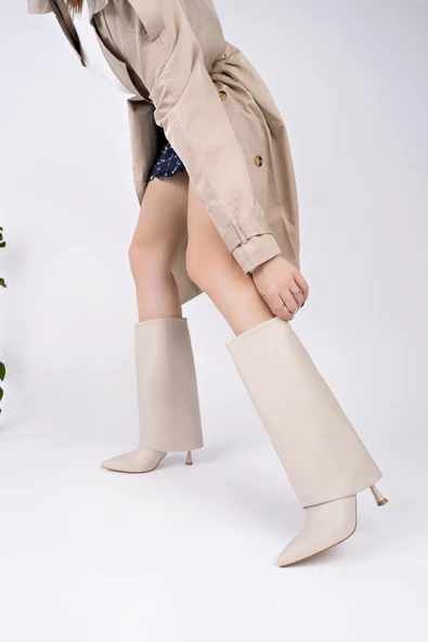 Muggo MİLENA Sivri Burun İnce Topuklu Kadın Çizme - 10