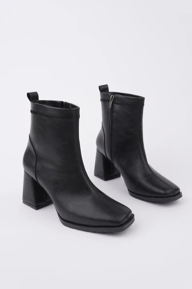 Muggo LUCİE Küt Burun Kalın Topuklu Fermuarlı Kadın Bot - 2