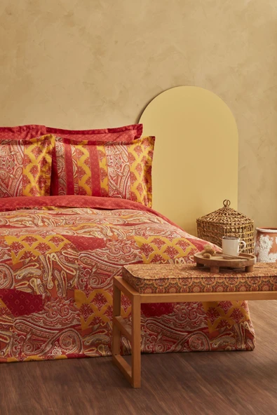 Marıs Terracotta %100 Pamuk Çift Kişilik Saten Nevresim Takımı - 1