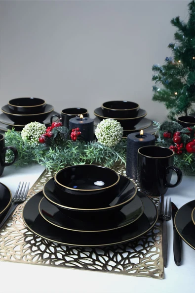 Keramika Ege Siyah Gold Yemek Takımı 30 Parça 6 Kişilik - 2