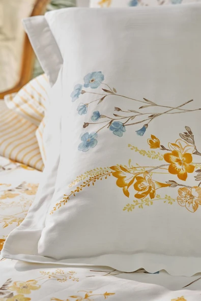 Karaca Home Loris Sarı Çift Kişilik %100 Pamuk Saten Nevresim Takımı - 3