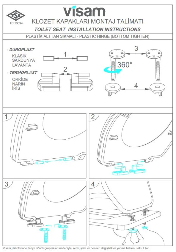 Visam İris Thermoplast Alttan Sıkmalı Klozet Kapağı 525-001 - 3