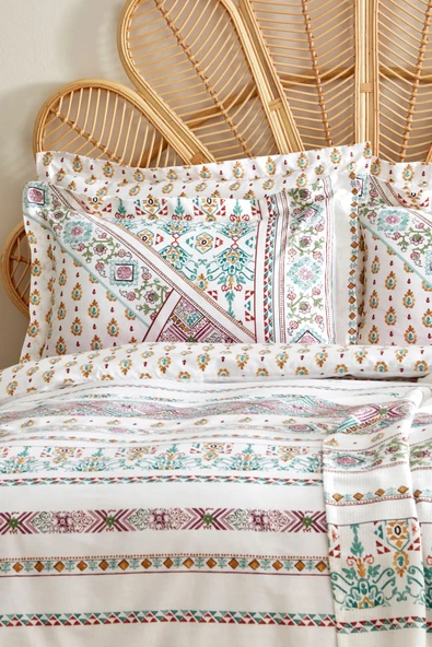 Mati %100 Pamuk Çift Kişilik Nevresim Pike Takımı Multi Color - Resim 10