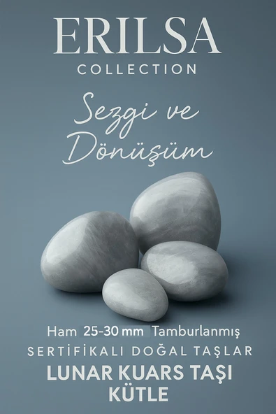 Sertifikalı Doğal Ay Taşı Kuvars Kütle – Sezgi ve Dönüşüm El Taşı (Lunar Quartz) ürün görseli
