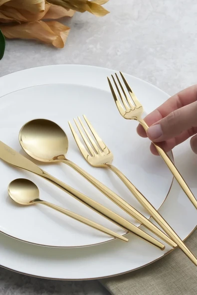 Karaca Orion Shiny Gold 30 Parça 6 Kişilik Çatal Kaşık Bıçak Seti - Resim 4