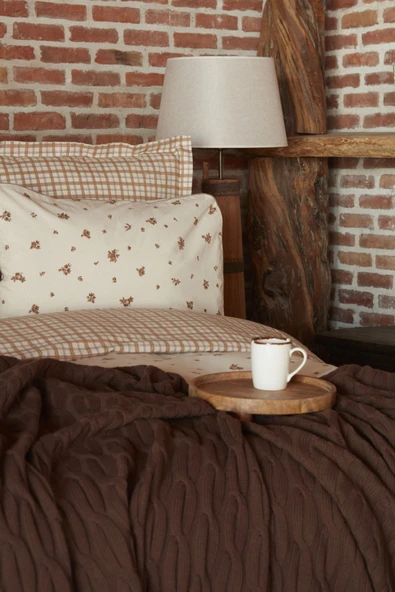 Lisa Çift Kişilik Nevresim Battaniye Takımı Kahve - 12