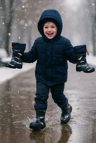 Arısan Su Geçirmez Kaydırmaz Taban Erkek Kız Unisex Kürklü Çocuk Yağmur Çizmesi Kar Botu AI100 ürün görseli