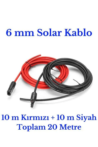 6 Mm Mc4 Soketli 20 Metre (10m+10m) Güneş Paneli Solar Kablo ürün görseli