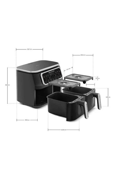 Air Pro Cook Duo Tandır XXXL 4+4 Litre Airfryer Fritöz Black Silver 8 Kişilik - 11