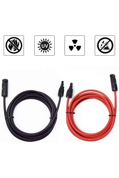 Solar Kablo 6 Mm2 Kırmızı-siyah 5+5 Toplam 10 Metre- 2 Set Mc4 Konnektörlü - Aynı Gün Kargoda - Resim 3