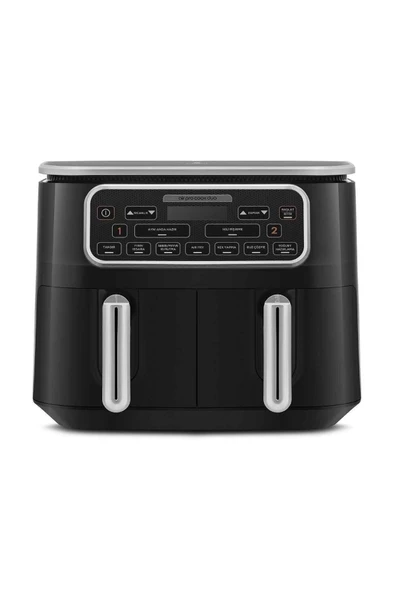 Air Pro Cook Duo Tandır XXXL 4+4 Litre Airfryer Fritöz Black Silver 8 Kişilik - 5