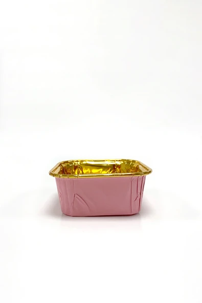 Muffin Kek Kapsül Kare Pembe-Altın 25 Adet - Resim 2