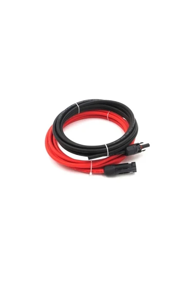 Mc4 Soketli Hazır 1x6mm DC Solar Kablo (5mt + 5mt) 10metre 6mm Siyah Kırmızı ürün görseli
